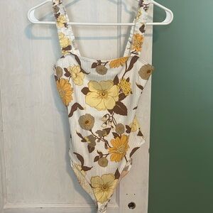 Forever 21 dainty bodysuit with flower pattern